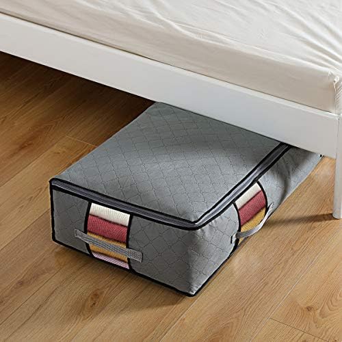 Lesteco גדול במיוחד מתחת לאחסון מיטה מיכל מתקפל [4-חבילה] פחי אחסון משולבים עם ידית חזקה ורוכסן מתכת חלון ברור בצבע